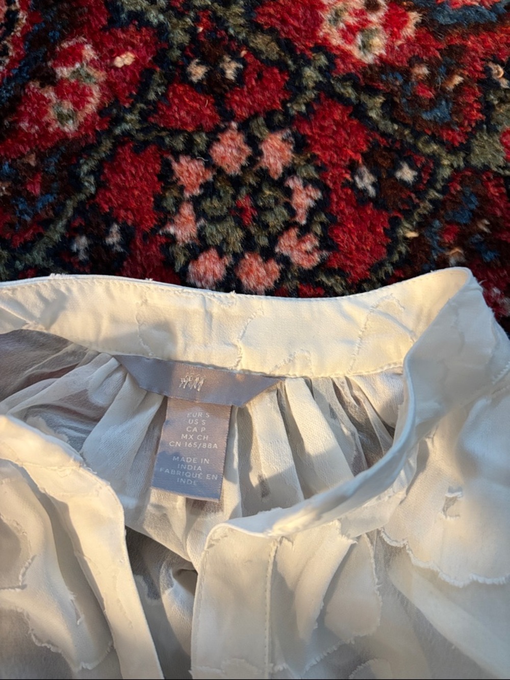 H&M Cream Sheer Floral Blouse sleeveless button up